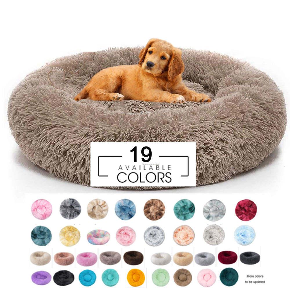 Luxury Plush Soft Calming Donut Dog Bed Dropshipping Washable Extra Large Dog Sofa Cat Round Pet Beds
