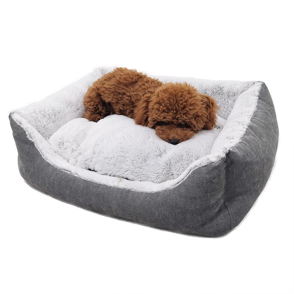 pet Square Soft Grey Dog Pet Bed