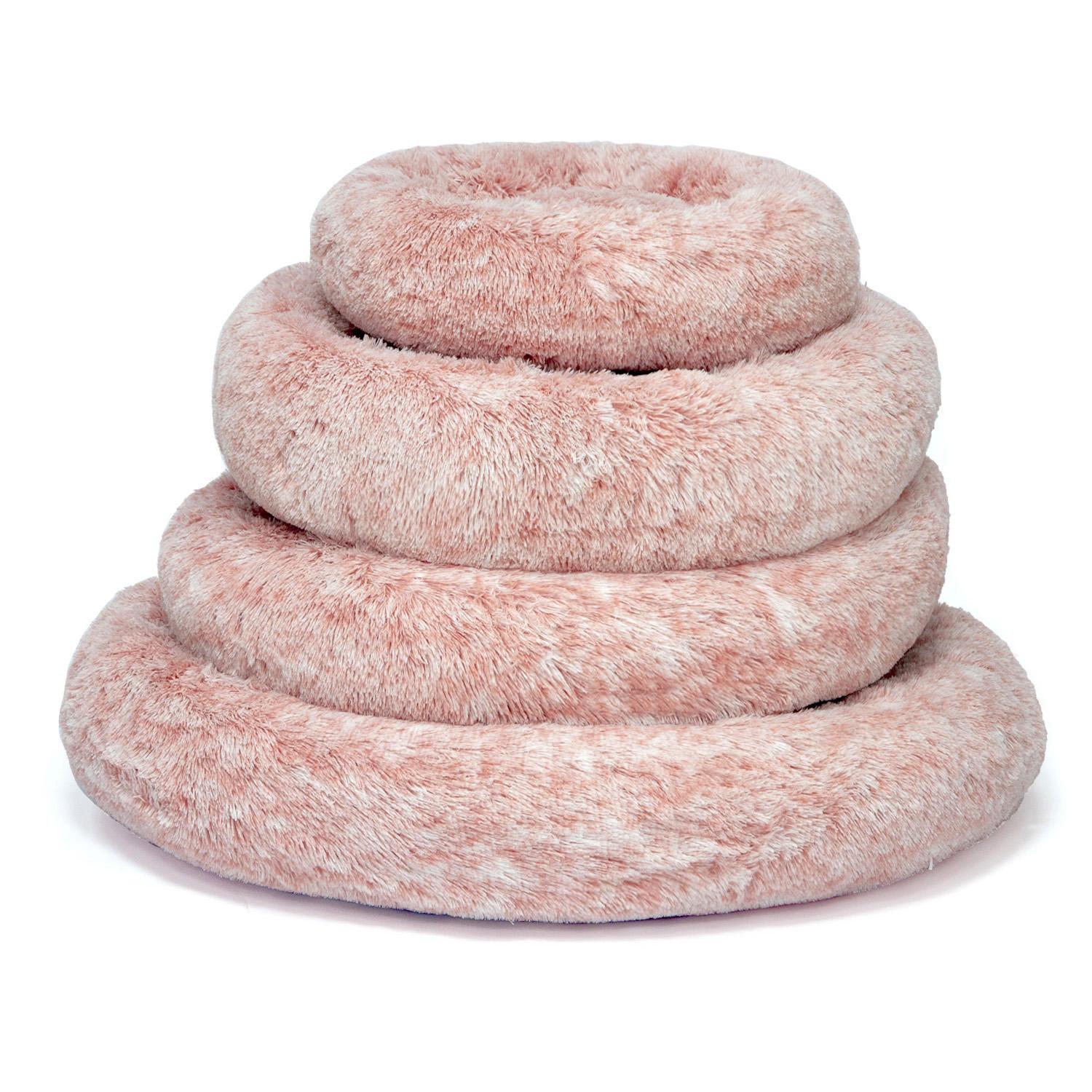pet Pink Eco Friendly Luxurious Plush Donut Bed For Dogs With Zipper Dog Bed