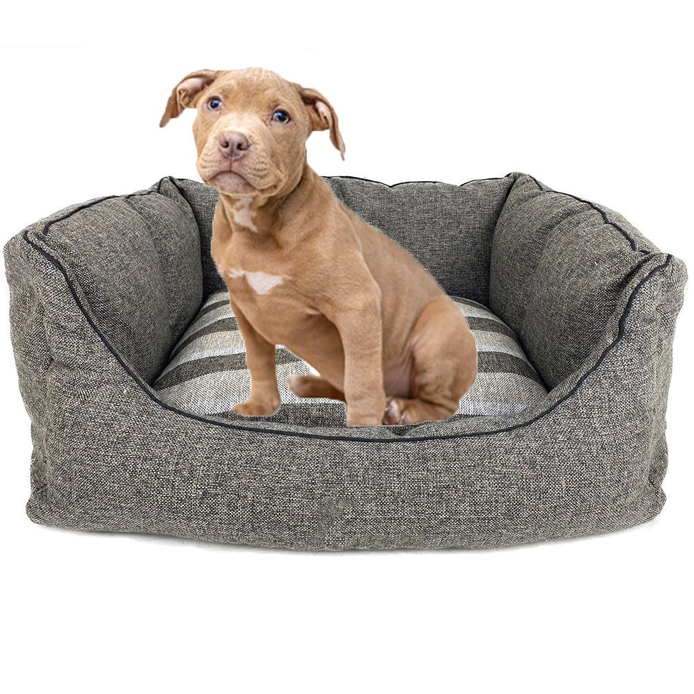 pet Square Shape Polyester Fiber Chew Proof Fleece Dog Bed