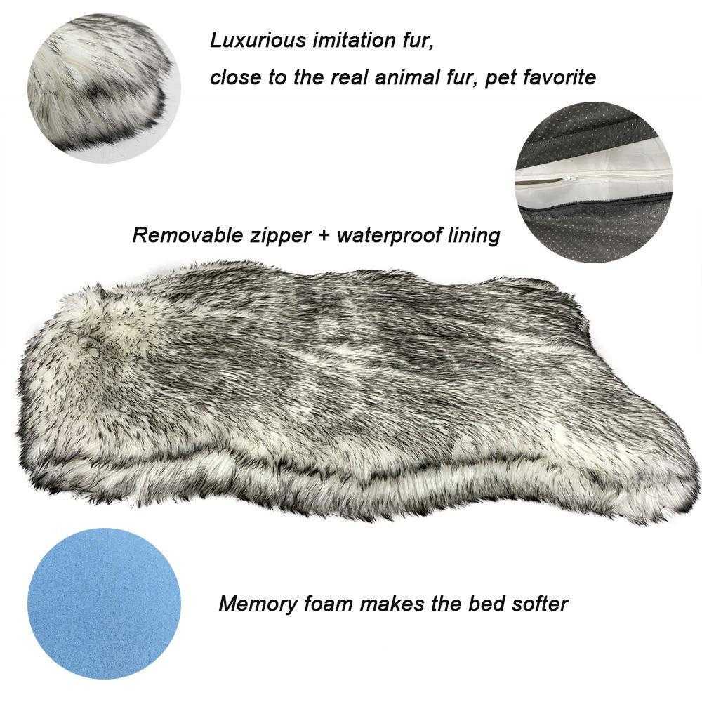 pet Faux Fur Waterproof C Shape Dog Bed Sofa Shape Square Pet Bed