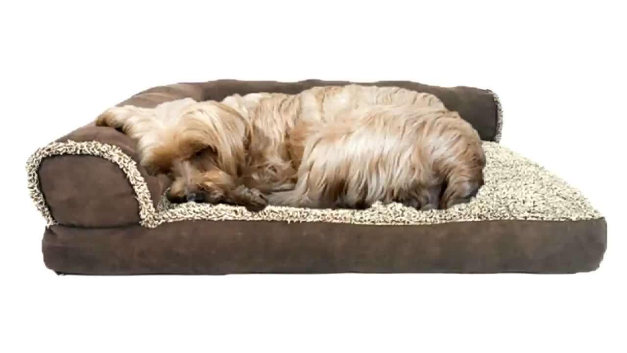 pet Colourful Dog Sofa Bolster Orthopedic Memory Foam Dog Bed With Removable Cover