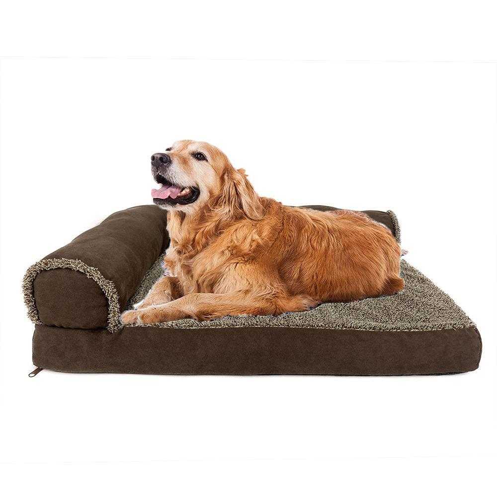 pet Colourful Dog Sofa Bolster Orthopedic Memory Foam Dog Bed With Removable Cover