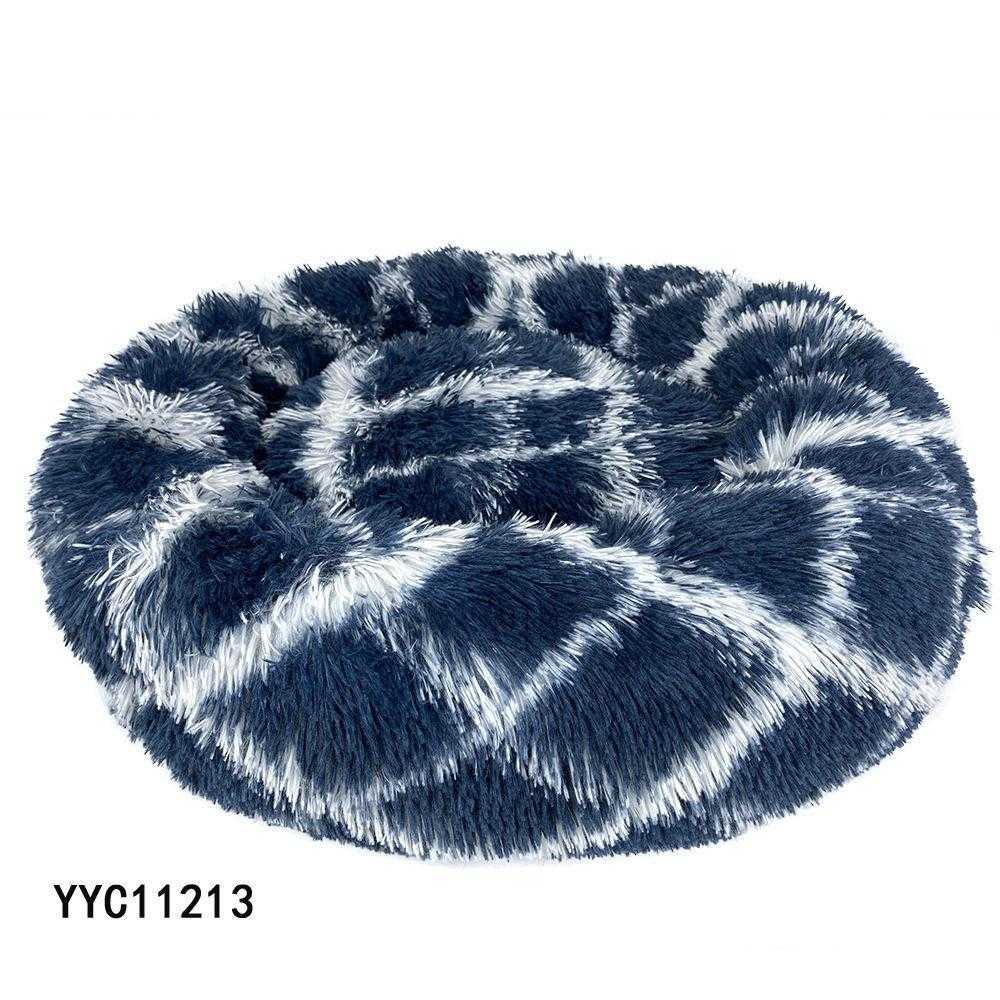 pet 2022 Washable Double Donut Soft Round Plush Fur Fluffy Dog Bed