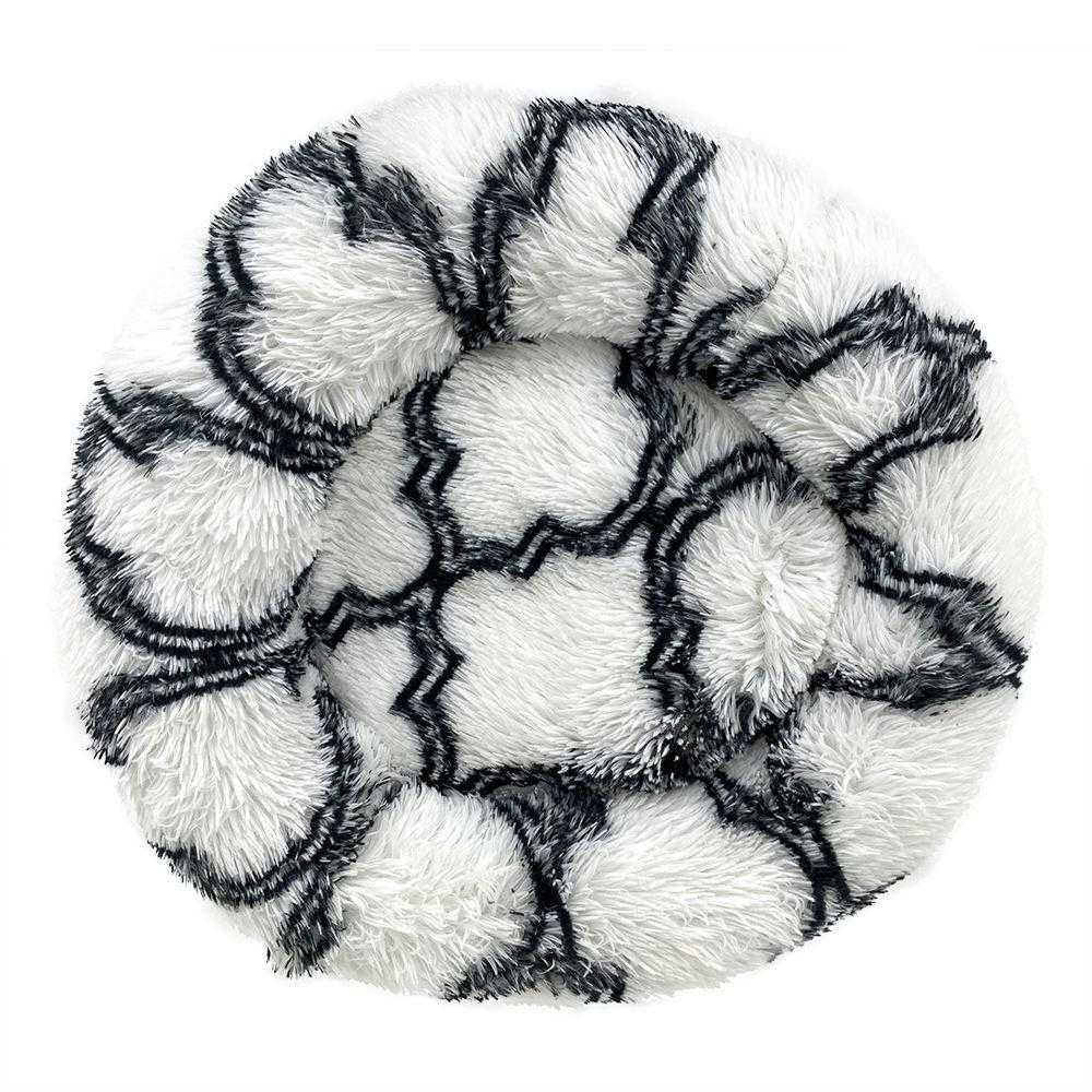 pet 2022 Washable Double Donut Soft Round Plush Fur Fluffy Dog Bed