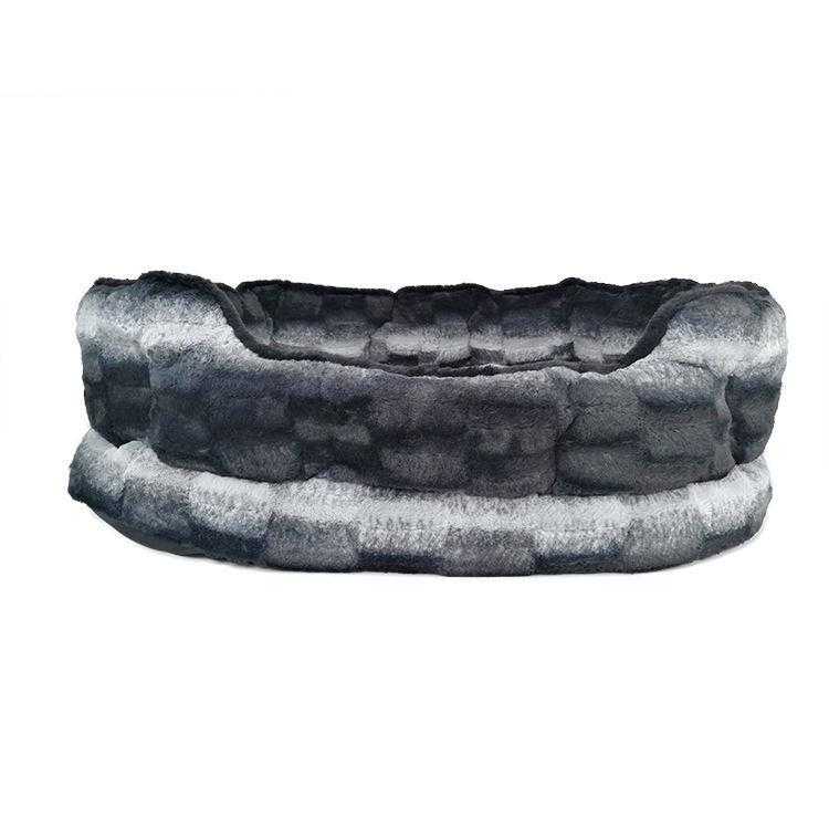 pet Washable Fluffy Gray Custom Print Dog Bed For Dog