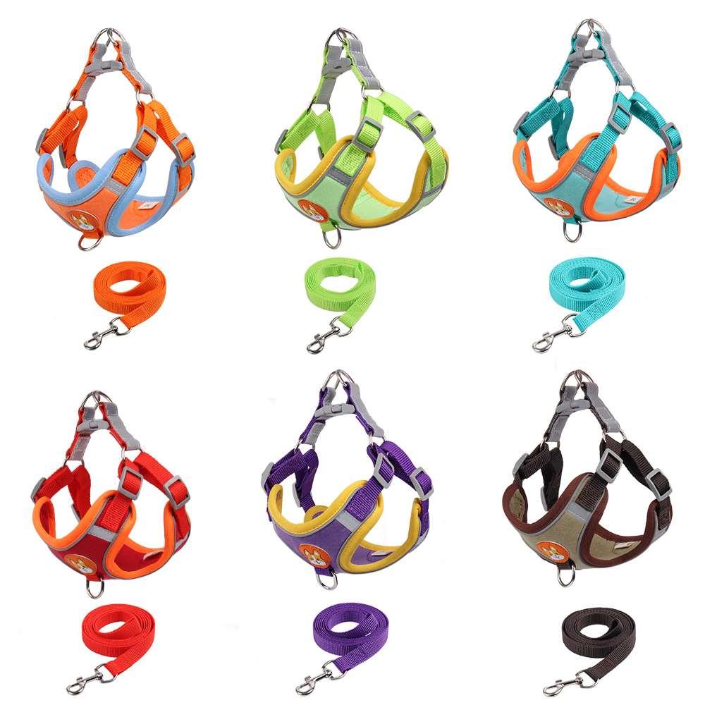 suede composite soft sponge Vest type small dog strap reflective dog traction rope