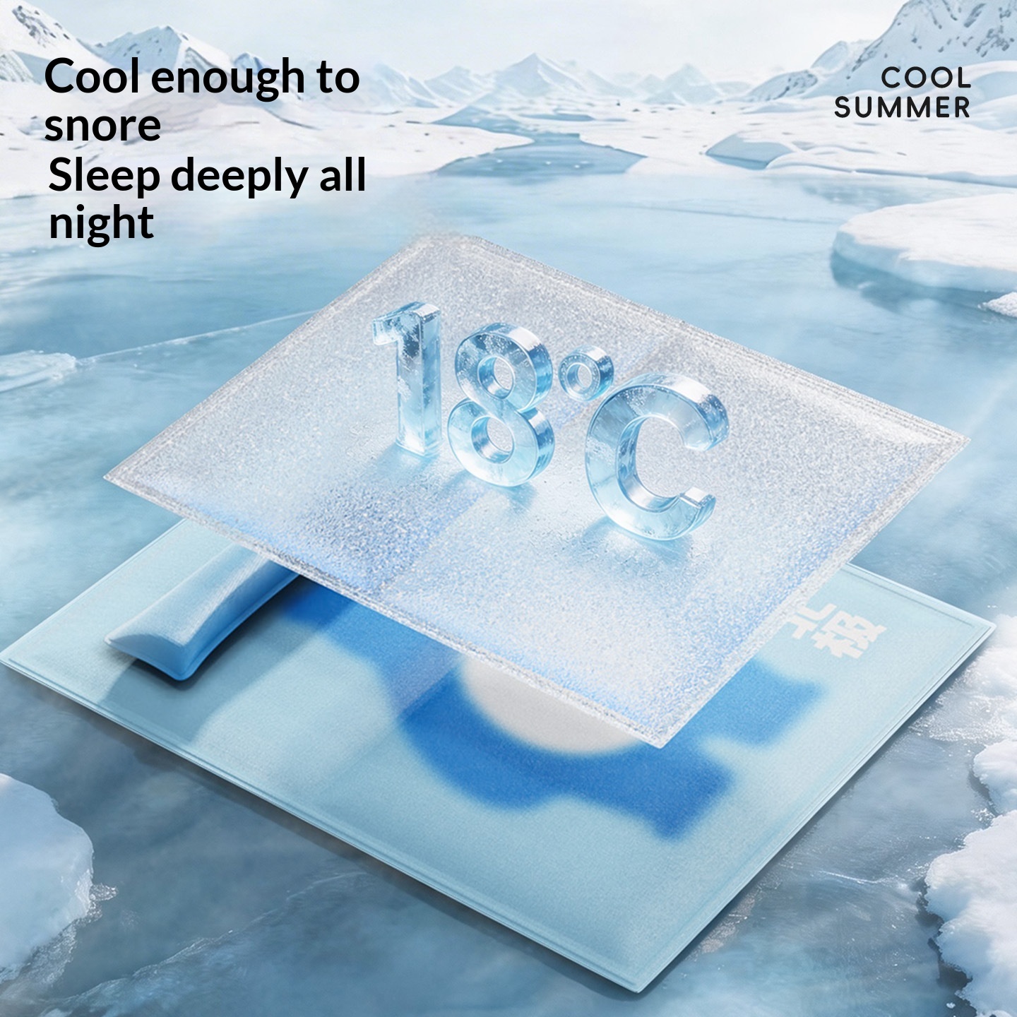 Summer Pet Ice Mat Gel Cooling Dog Mat with Pillow Neck Support Breathable & Waterproof