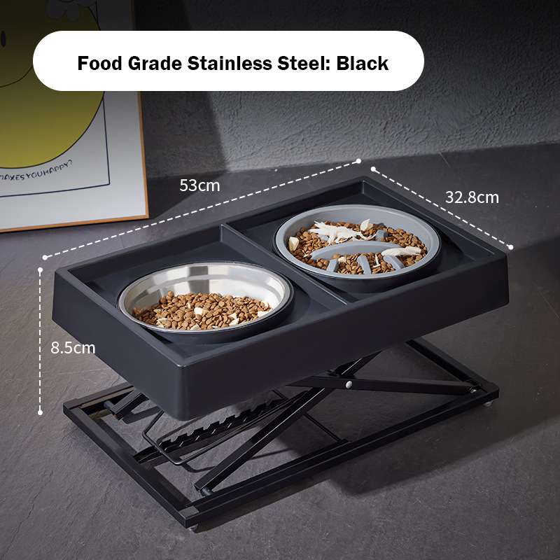 Adjustable stainless steel slow food bowl for large dogs