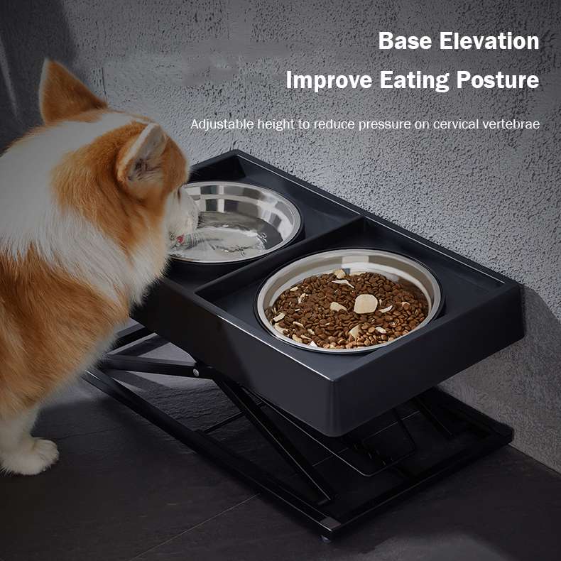 Adjustable stainless steel slow food bowl for large dogs