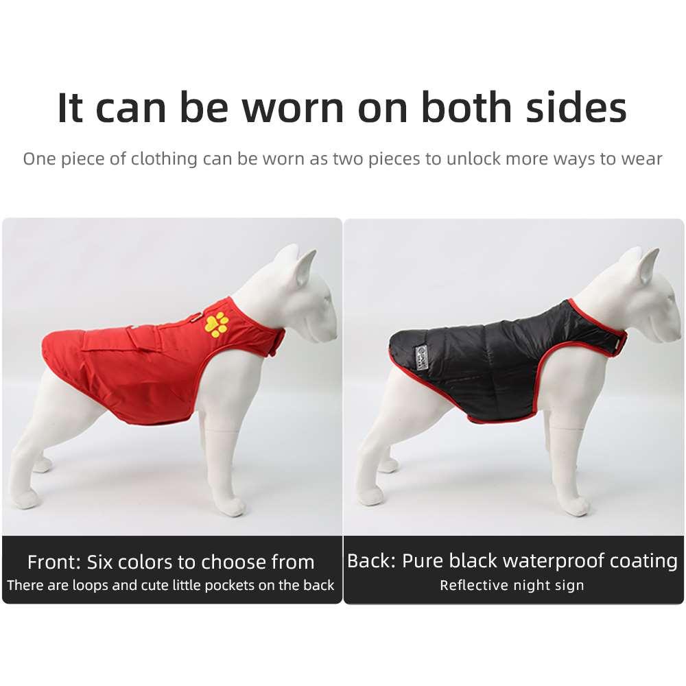 Autumn and winter dog clothes can be worn on both sides, warm, reflective, warm and waterproof pet clothes