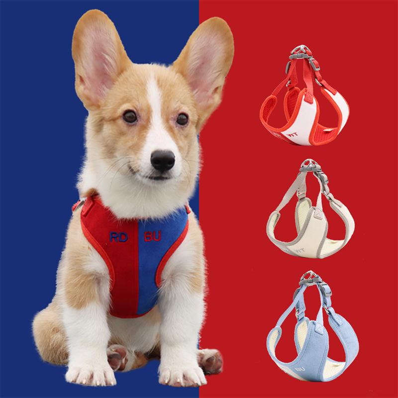 Pet traction rope suede dog chest strap color matching breathable cat strap reflective