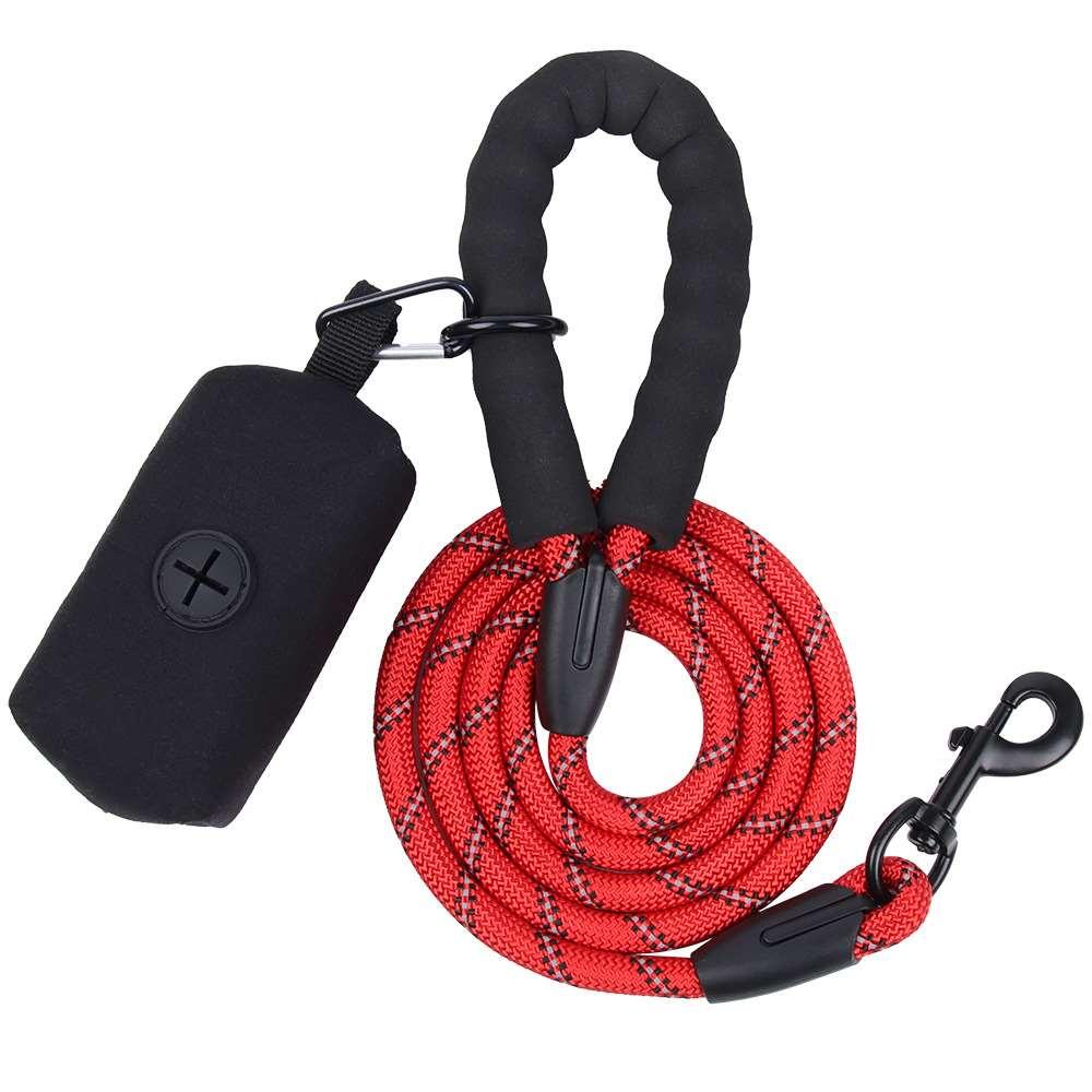 New dog traction rope reflective nylon round rope explosion-proof toilet bag set