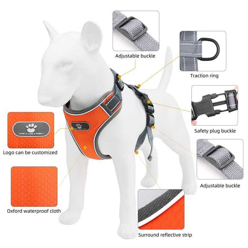 Vest type large dog harness with reflective dog traction rope waterproof Oxford cloth