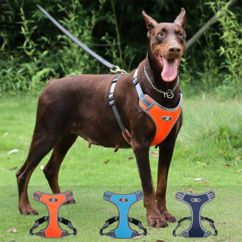 Vest type large dog harness with reflective dog traction rope waterproof Oxford cloth