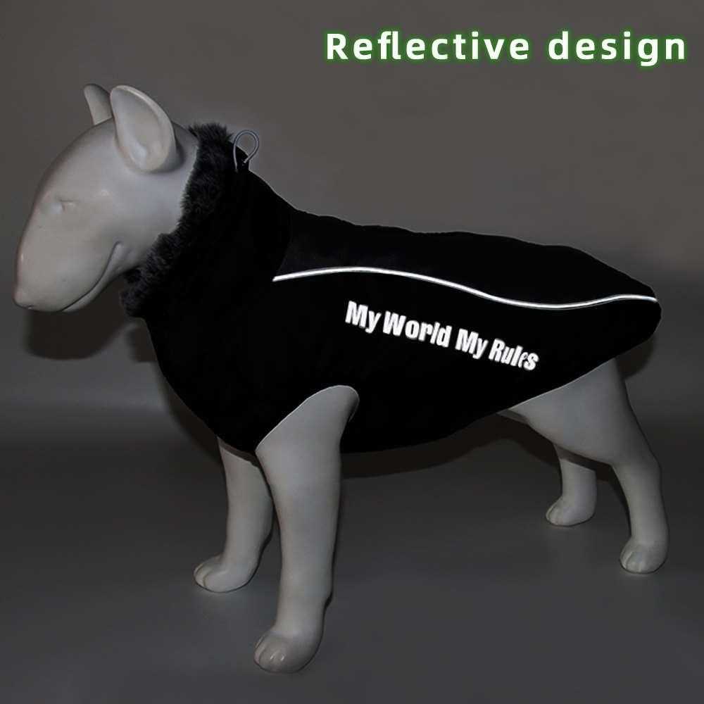 Warm clothes for large dogs: stormsuit, reflective, thickened, pet cotton clothes