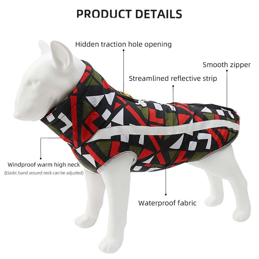 Warm pet clothes in autumn and winter, dog stormsuit: reflective, waterproof, thickened cotton clothes