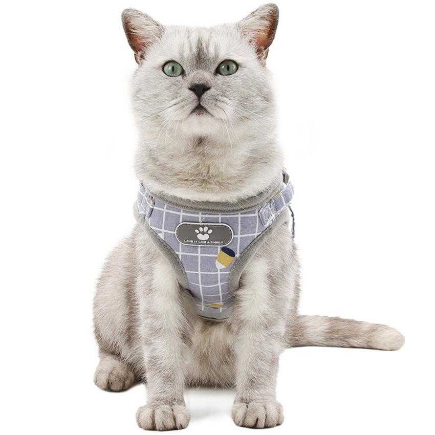 Vest type dog harness anti break off cat traction rope  Pet Supplies lattice Reflective design