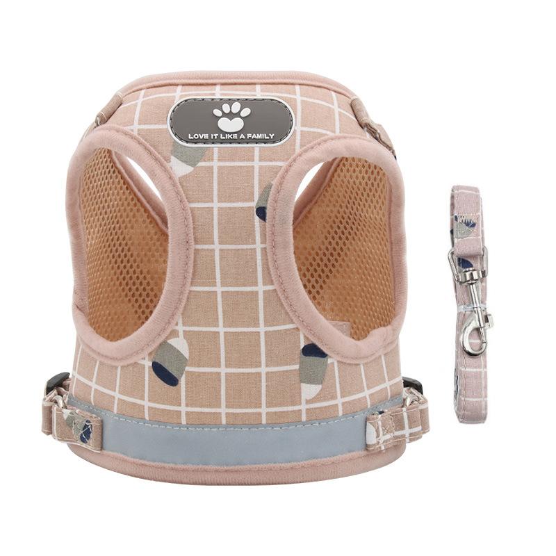 Vest type dog harness anti break off cat traction rope  Pet Supplies lattice Reflective design