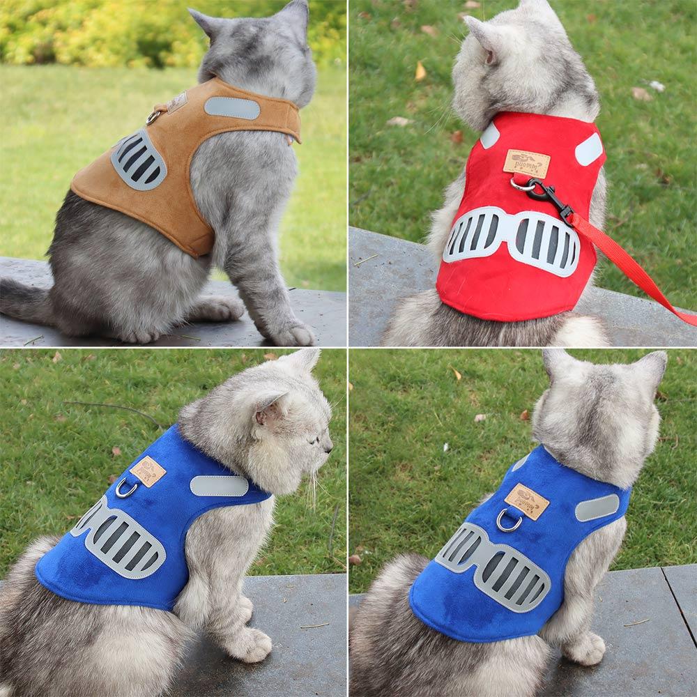 New pet chest strap soft suede cat harness reflective and breathable