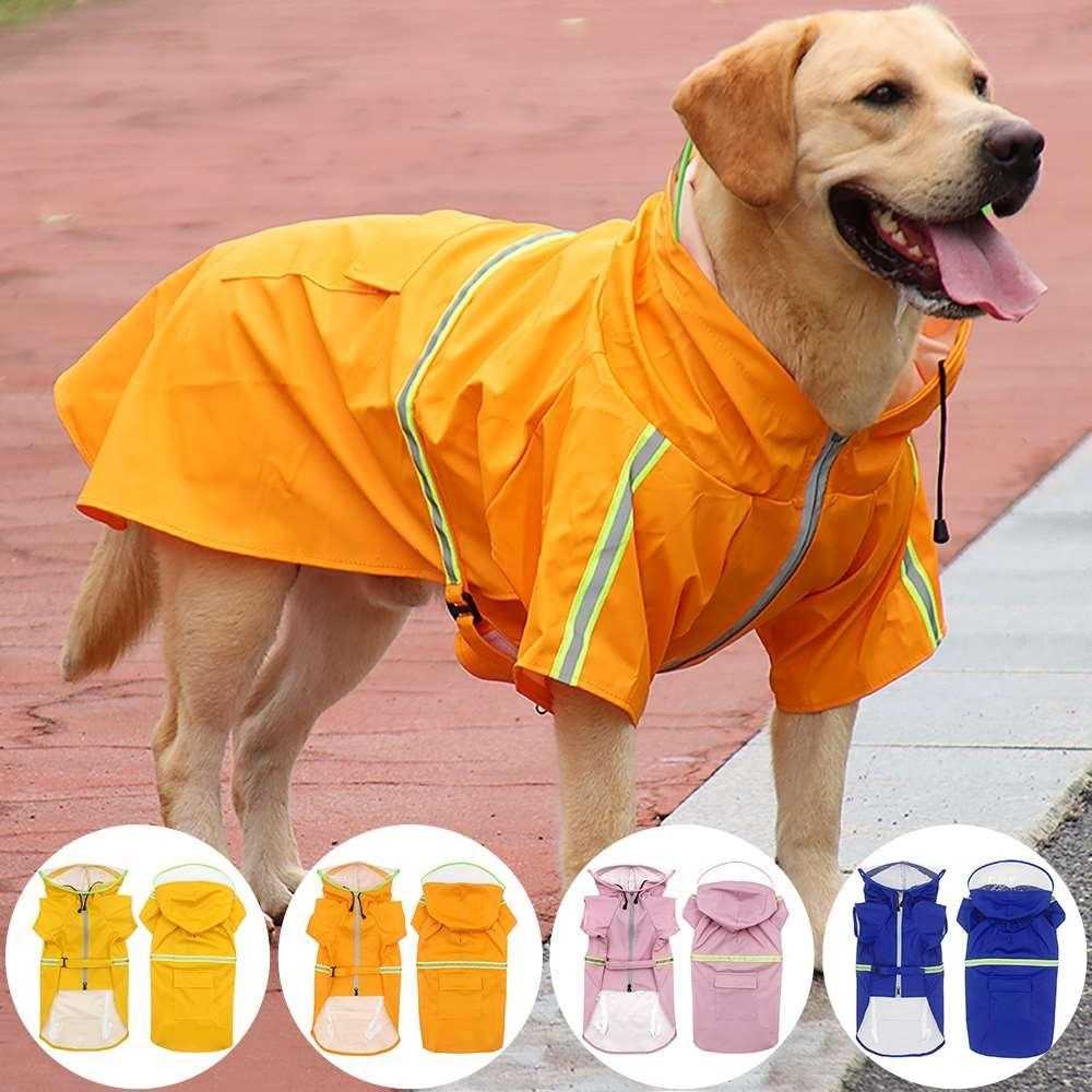 Transparent cloak reflective zipper dog raincoat for large dog