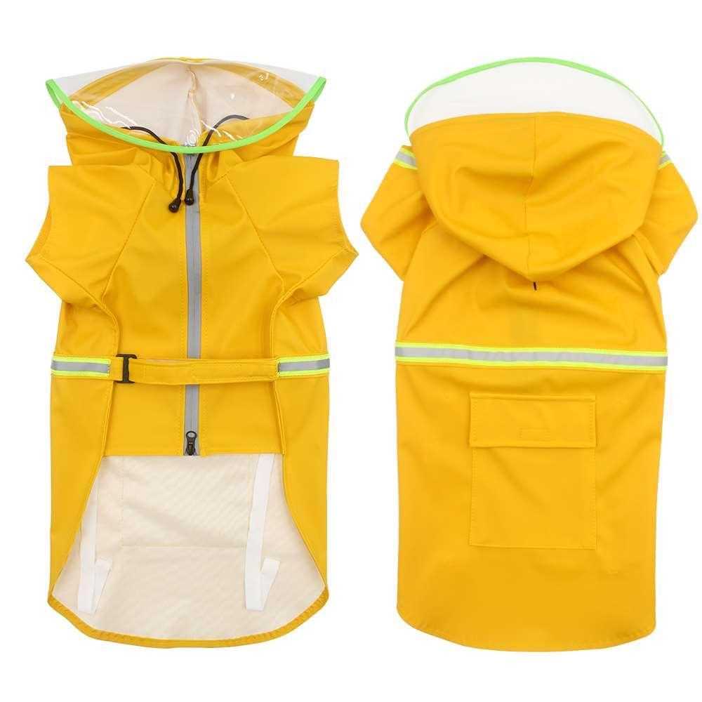 Transparent cloak reflective zipper dog raincoat for large dog