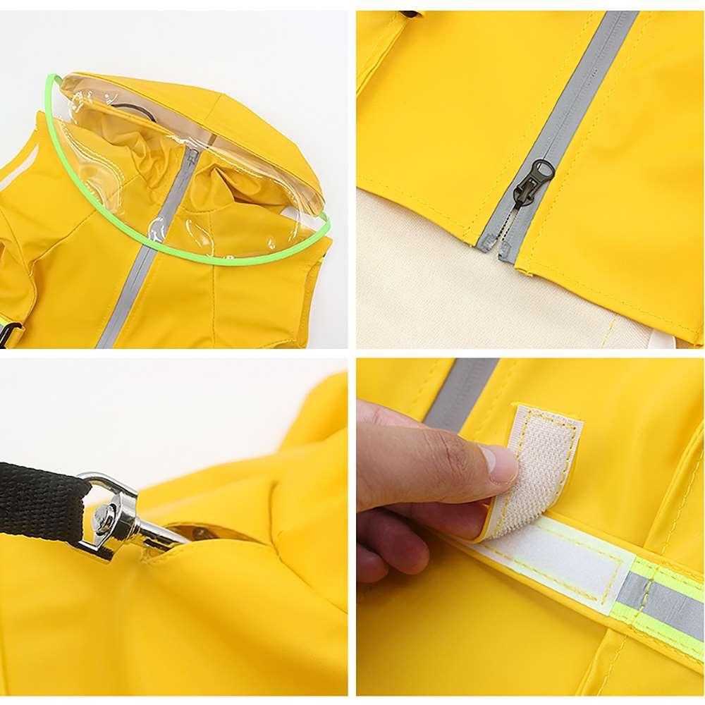 Transparent cloak reflective zipper dog raincoat for large dog