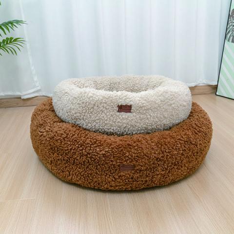 Luxury Warm Soft Comfortable Plush Pet Bed For Sleeping Calming Donut Dog Bed