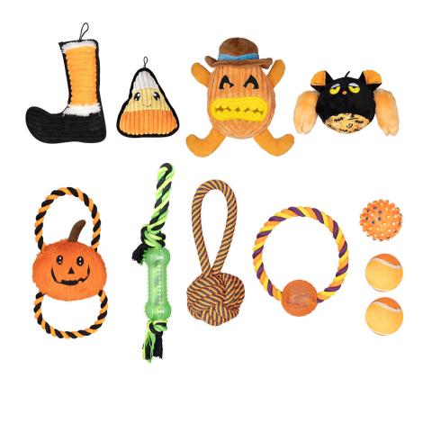 Customized Halloween Festival Dog Plush And Rope Pet Toys Set