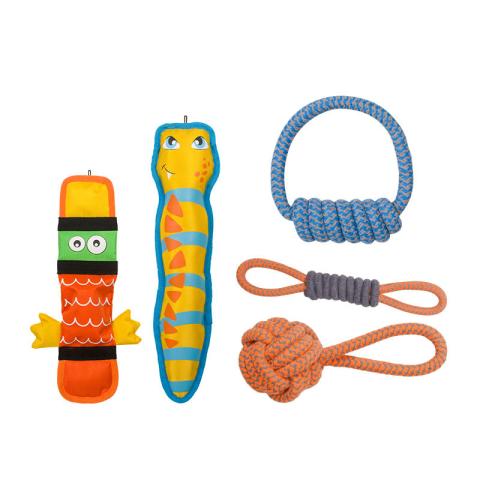 Custom Durable Tuff Oxford And Nylon Rope Pet Toys Set