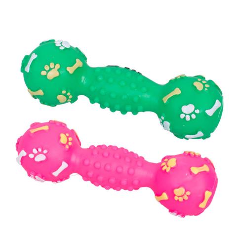 Manufacture Custom Eco Friendly Safety Vinyl Pet Toys Dumbbell Style Dog Chew Ball Toys