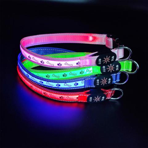 Pattern Printing Usb Rechargeable Led Dog Collar And Leashes Set
