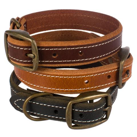 High Quality Durable Solid Signature Leather Pet Collars