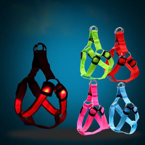Wholesale Custom Comfortable Adjustable Rechargeable Led Dog Harness Outdoor Pet Harness