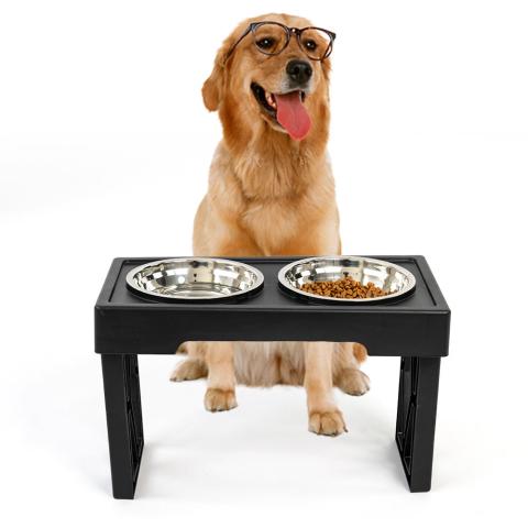 Transformable Shelf Stainless Steel Elevated Pet Bowls For Dogs
