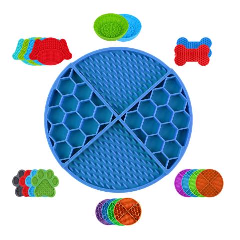 New Design 2 In 1 Pet Slow Feeder Food Grade Silicone Dog Lick Mat Bowl