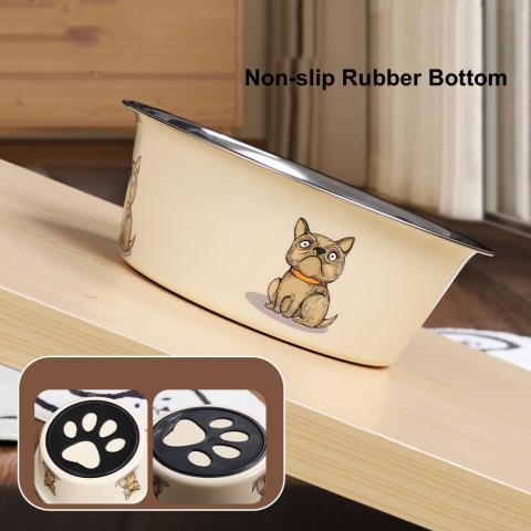 Manufacturer Custom Non-slip Rubber Paws Bottom Stainless Steel Metal Dog Bowl