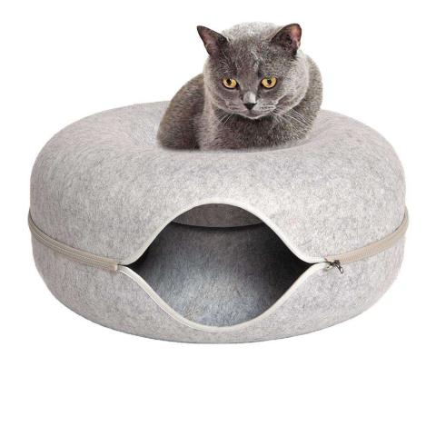 Hot Sale Round Indoor Tunnel Warm Interactive Play Toy Cat Bed Dual Use Pet Cats Tunnel