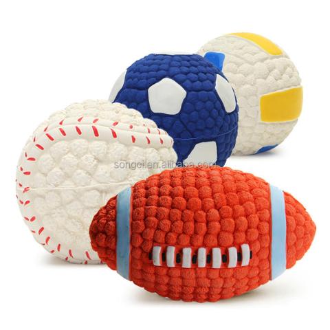 Hot Sale Latex Dog Chew Squeaky Toy Ball Football Tennis Ball Interactive Training Dog Balls For Aggressive Chewers