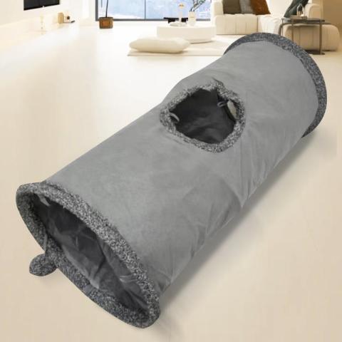 2023 Pet Collapsible Cat Tunnel Cat Toys Play Tunnel Durable Suede Hideaway