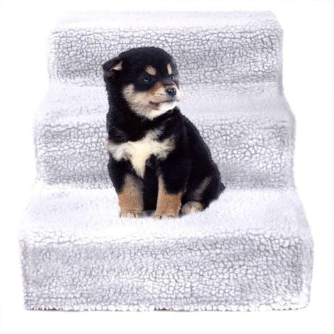Best Seller Sustainable Portable Removable Detachable Dog Cat Stairs 3 Steps Pet Wooly Cover Soft Step Ramp Ladder
