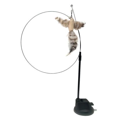 Factory Direct Sales Indoor Pet Supplies Interactive Toy Long Rod Steel Wire Feather Tease Cat Toy