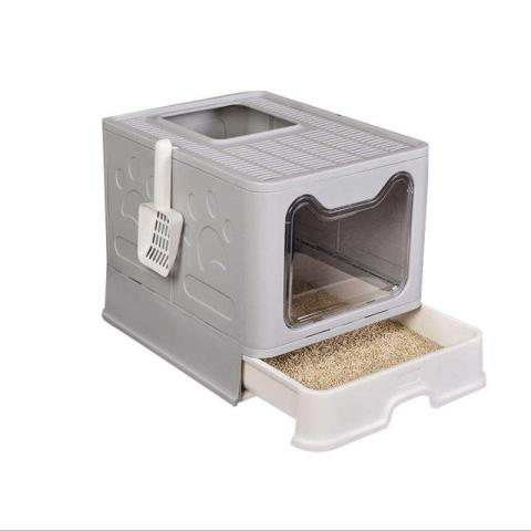 Factory Cheap Foldable Plastic Closed Cat Litter Box Grid Cat Sand Box Cat Splash-proof Toilet Box