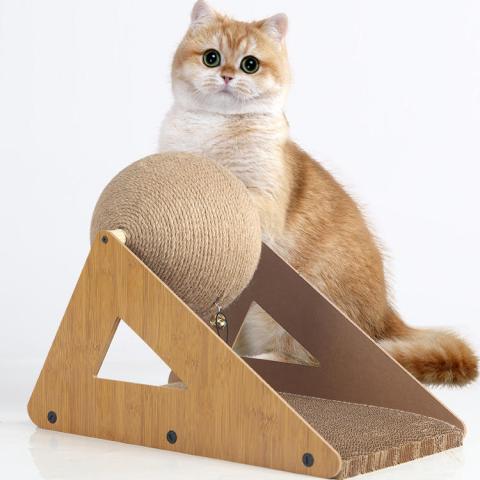 2 In 1 Vertical Scratch Resistant Cat Grind Claw Corrugated Cat Scratch Board Sisal Cat Scratcher Ball Toy