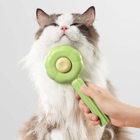 New Pet Cat Dog Hair One Button Cleaner Removal Slicker Brush Hair Remover Portable Pumpkin Needle Comb
