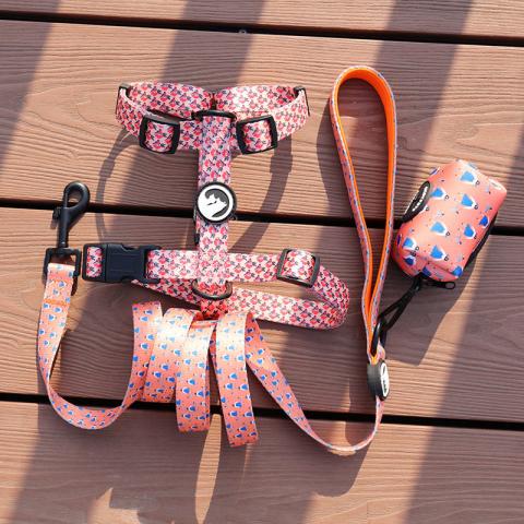 Custom Soft Safe Adjustable Plastic Neck Buckle Polyester Strap Webbing Heated Logo Harness Dog H Shape