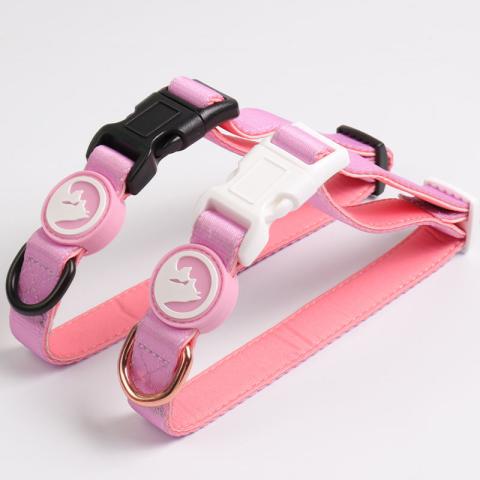 Custom Neoprene Comfortable Adjustable Blank Sublimation Pink Cute Fashion Collar Leash Bandana Harness Dog No Pull With Logo