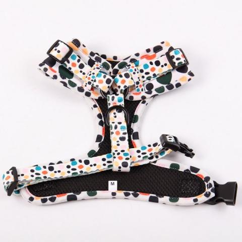 Colorful Dot Patterns Nice Custom Dog Harness Set Personalized Pet No Pull Neoprene Mesh Soft Har Collars Leashes