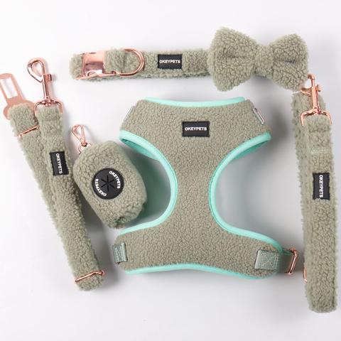 Xxs Collar Leash Lead Poop Bag Holder Dispenser Bow Warm Sherpa Breathable Dog Harness For Small Dogs Luxury