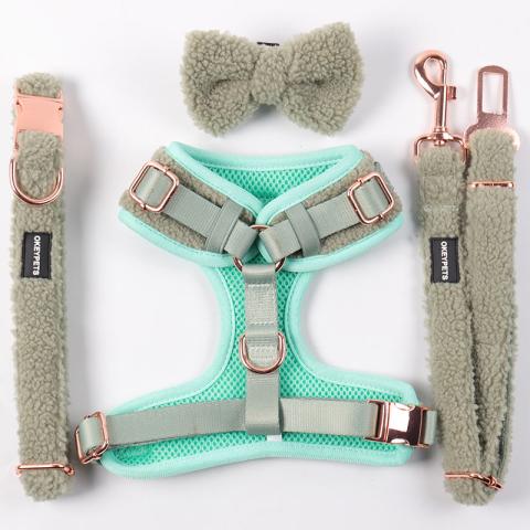 Xxs Collar Leash Lead Poop Bag Holder Dispenser Bow Warm Sherpa Breathable Dog Harness For Small Dogs Luxury